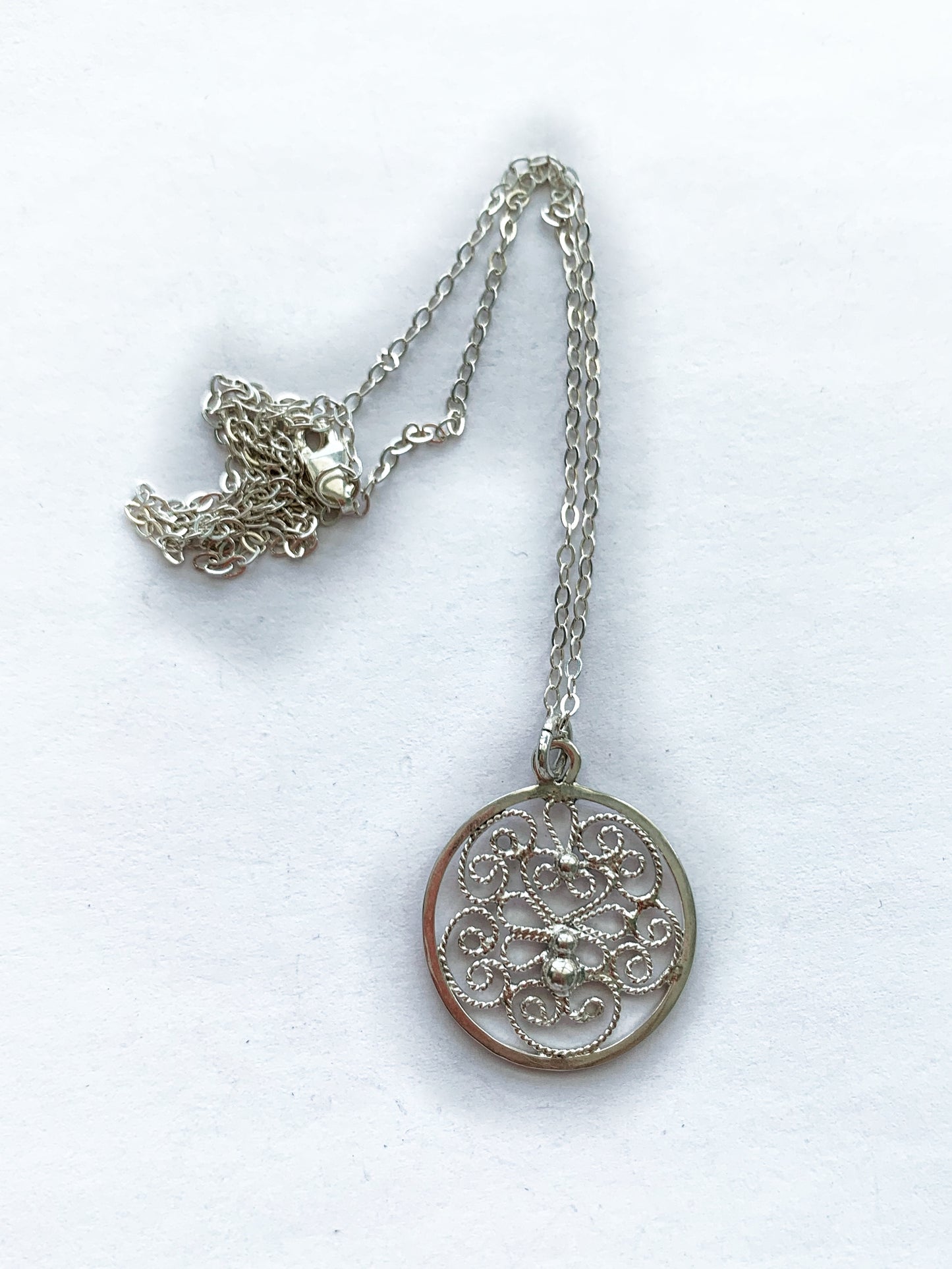 Filigree Sterling Silver Pendant Necklace by Maribelle Campa