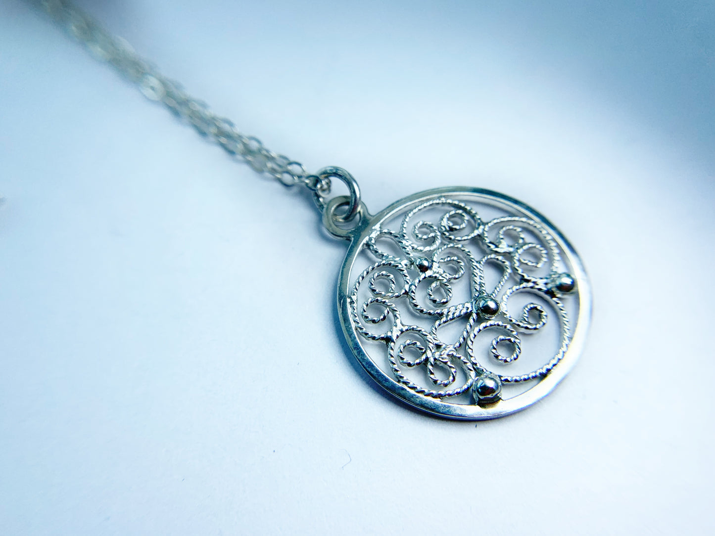 Filigree Sterling Silver Pendant Necklace by Maribelle Campa