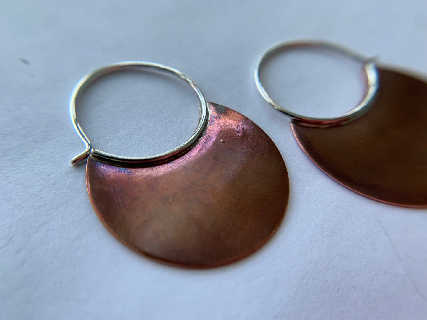 Copper Crescent Hoop Earrings by Maribelle Campa