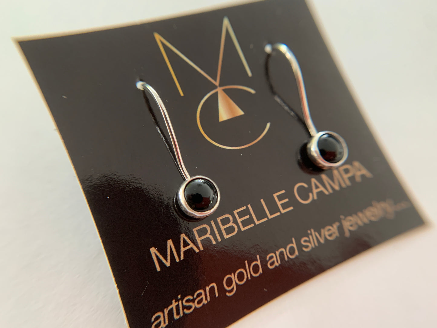 Onyx Silver Dangle Earrings by Maribelle Campa