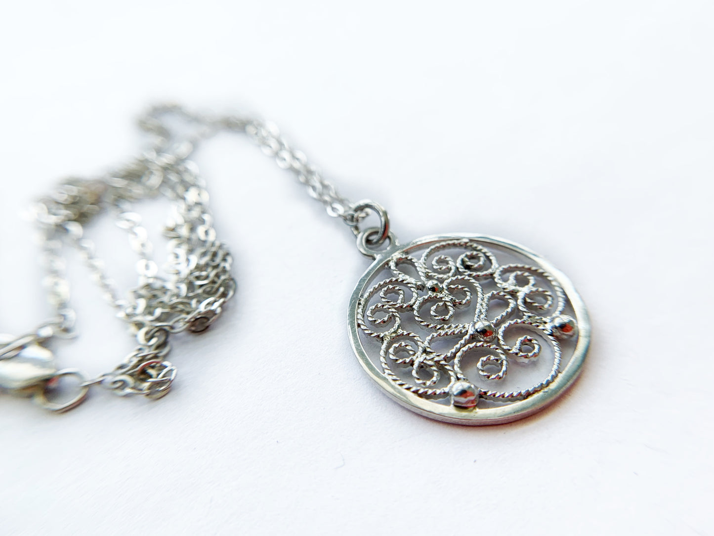 Filigree Sterling Silver Pendant Necklace by Maribelle Campa