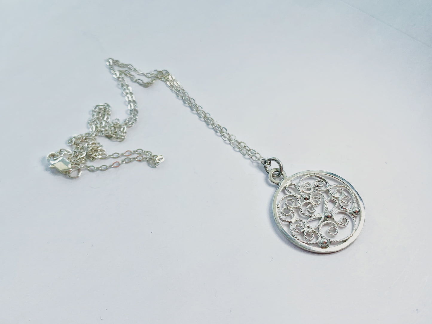 Filigree Sterling Silver Pendant Necklace by Maribelle Campa