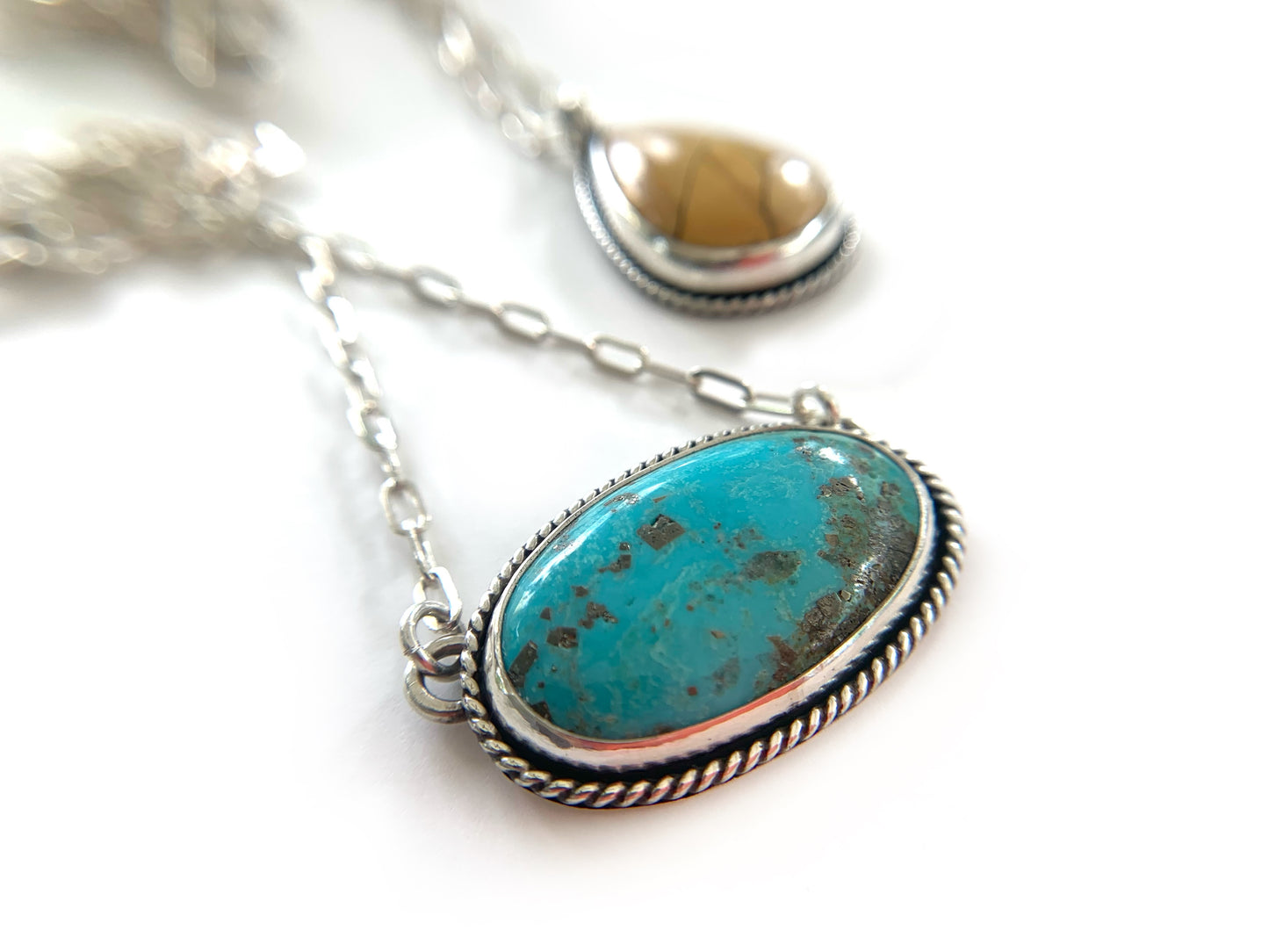 Turquoise Sterling Silver Pendant Necklace by Maribelle Campa