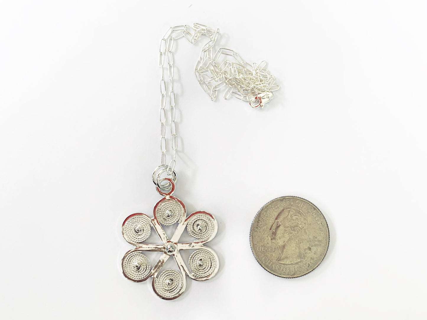 Aroma Silver Flower Pendant Necklace by Maribelle Campa