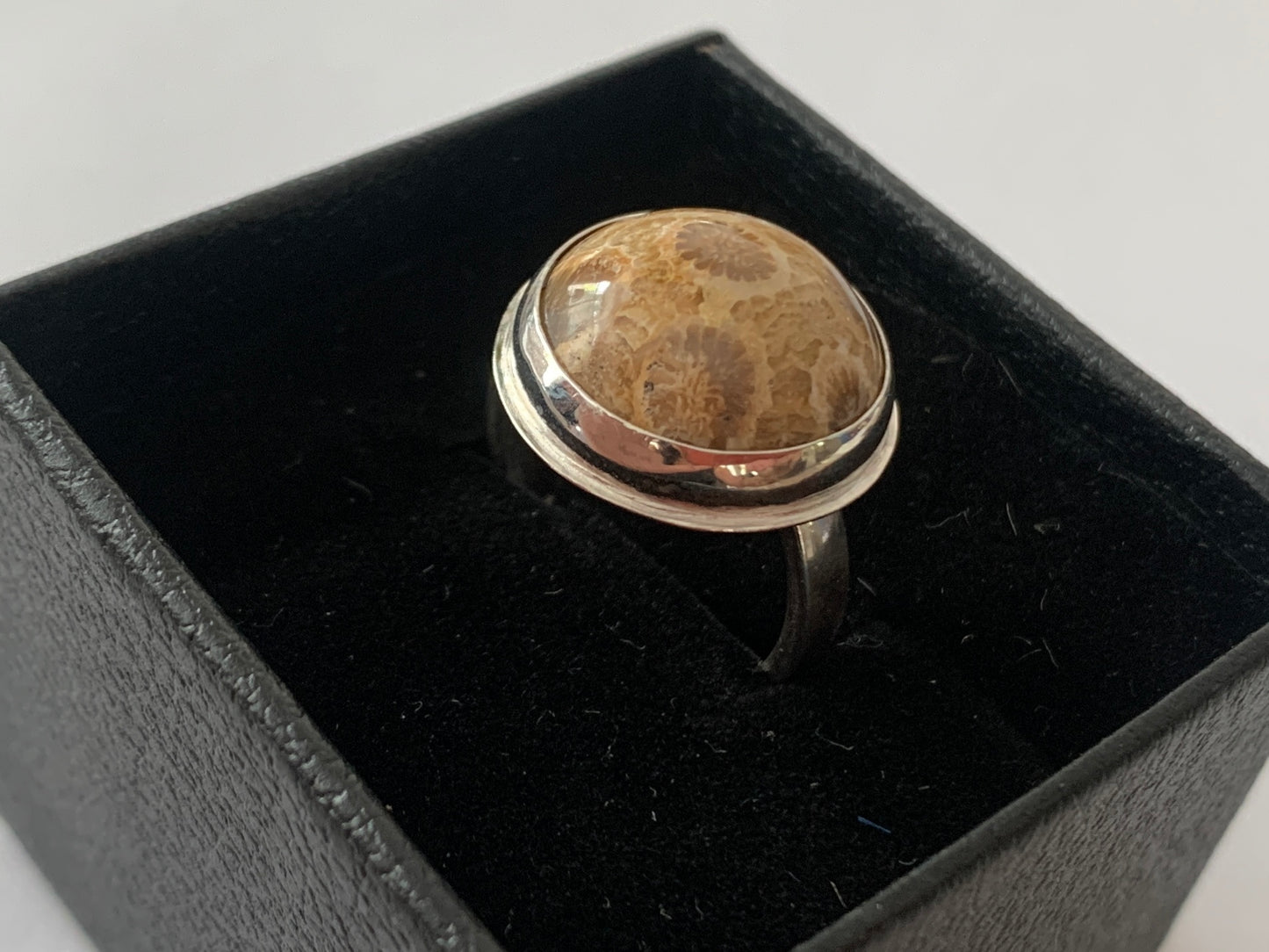 Fossilized Coral Silver Ring Size 7 by Maribelle Campa