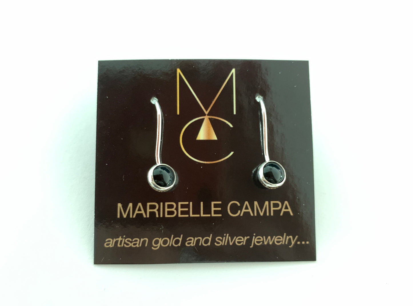 Onyx Silver Dangle Earrings by Maribelle Campa