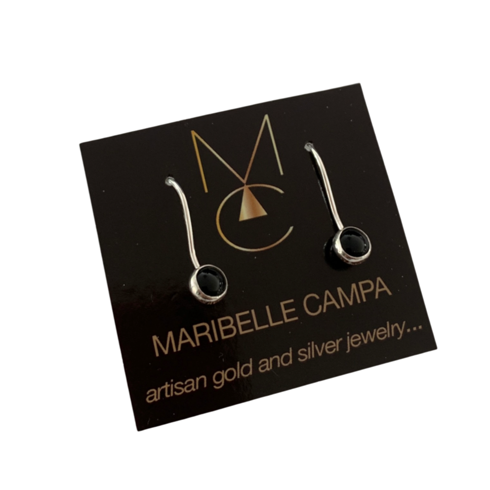 Onyx Silver Dangle Earrings by Maribelle Campa