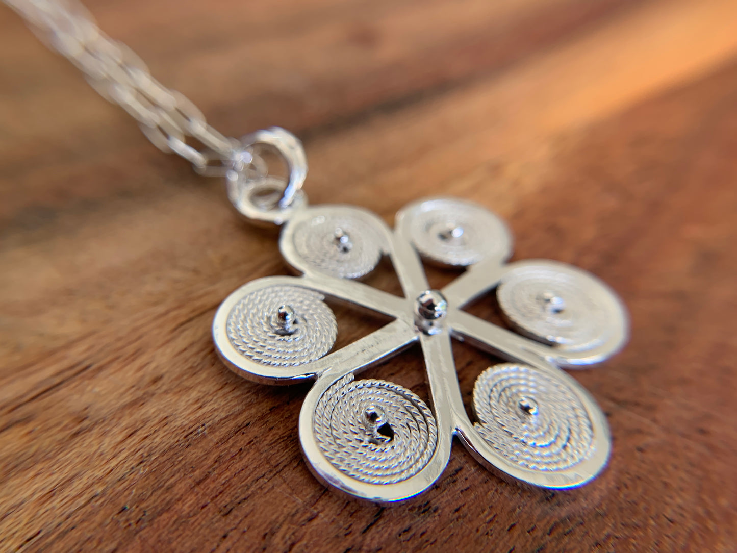 Aroma Silver Flower Pendant Necklace by Maribelle Campa