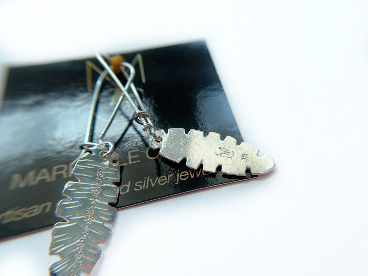 Silver Banana Leaf Artisan Earrings by Maribelle Campa