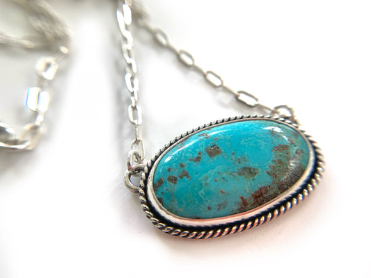 Turquoise Sterling Silver Pendant Necklace by Maribelle Campa