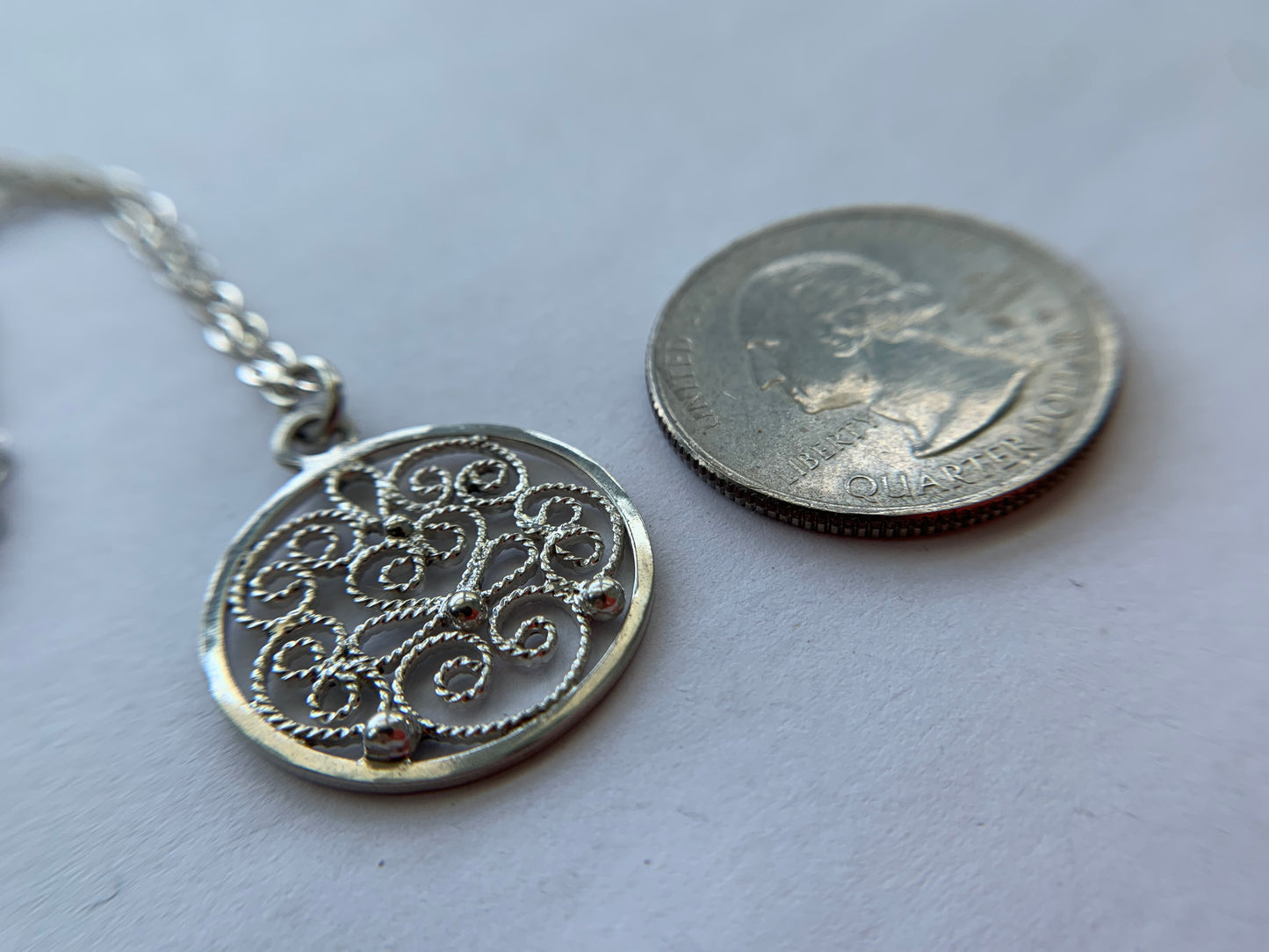 Filigree Sterling Silver Pendant Necklace by Maribelle Campa