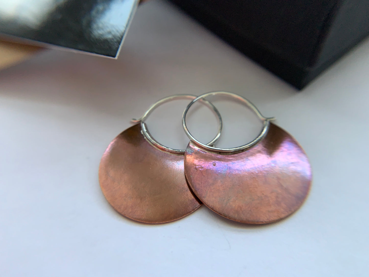 Copper Crescent Hoop Earrings by Maribelle Campa