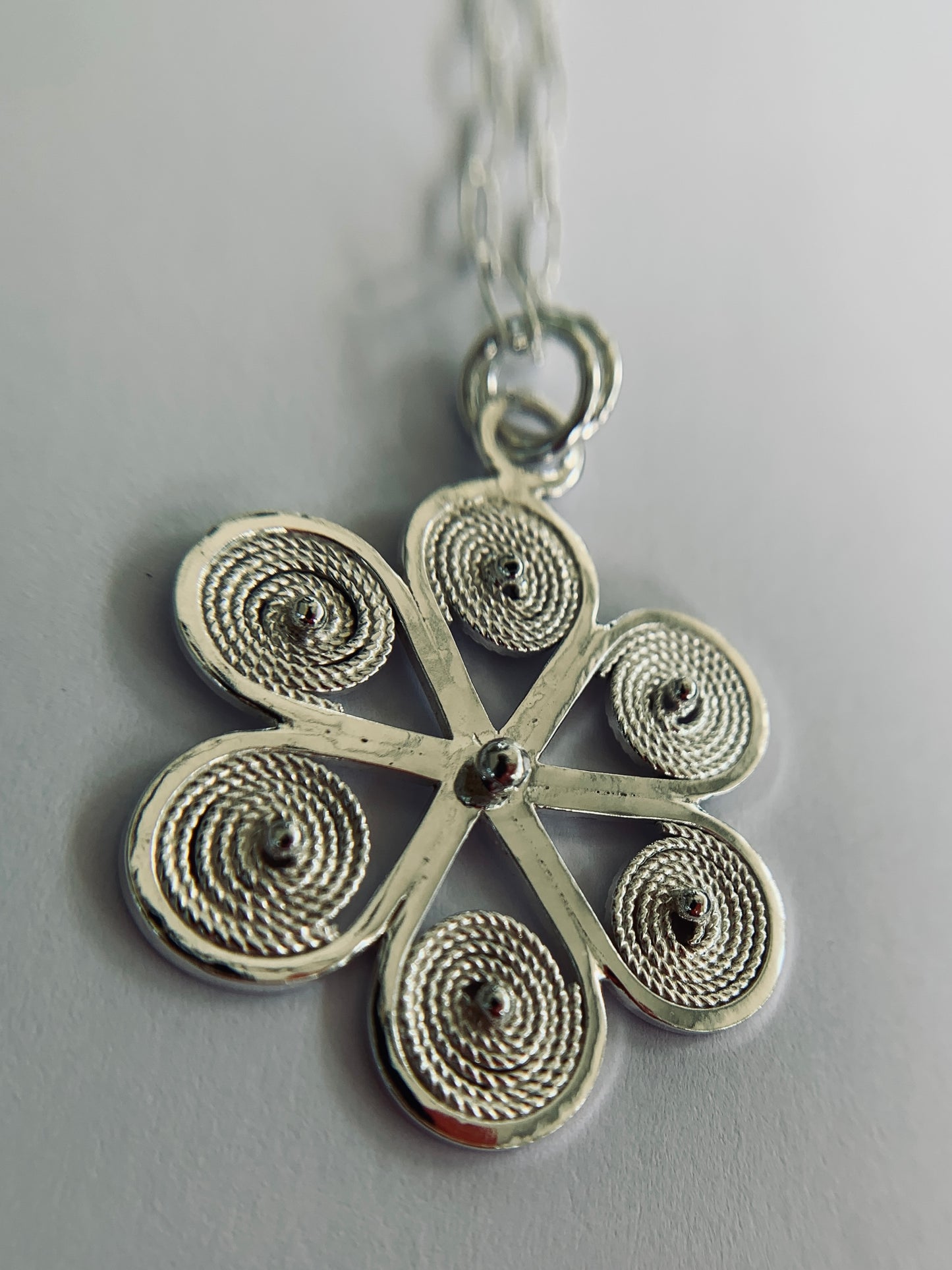 Aroma Silver Flower Pendant Necklace by Maribelle Campa