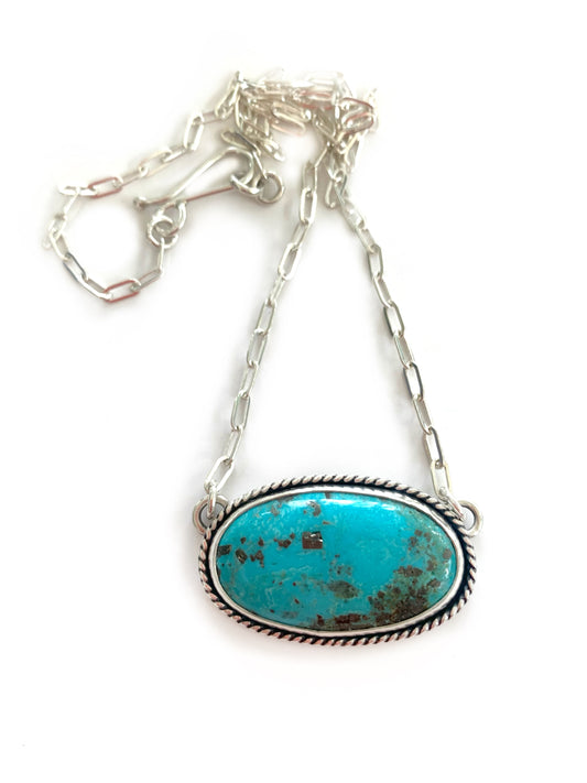 Turquoise Sterling Silver Pendant Necklace by Maribelle Campa