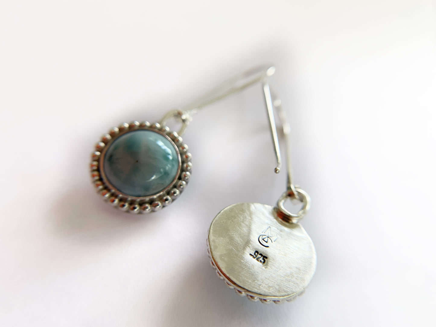 Larimar Silver Earrings by Maribelle Campa