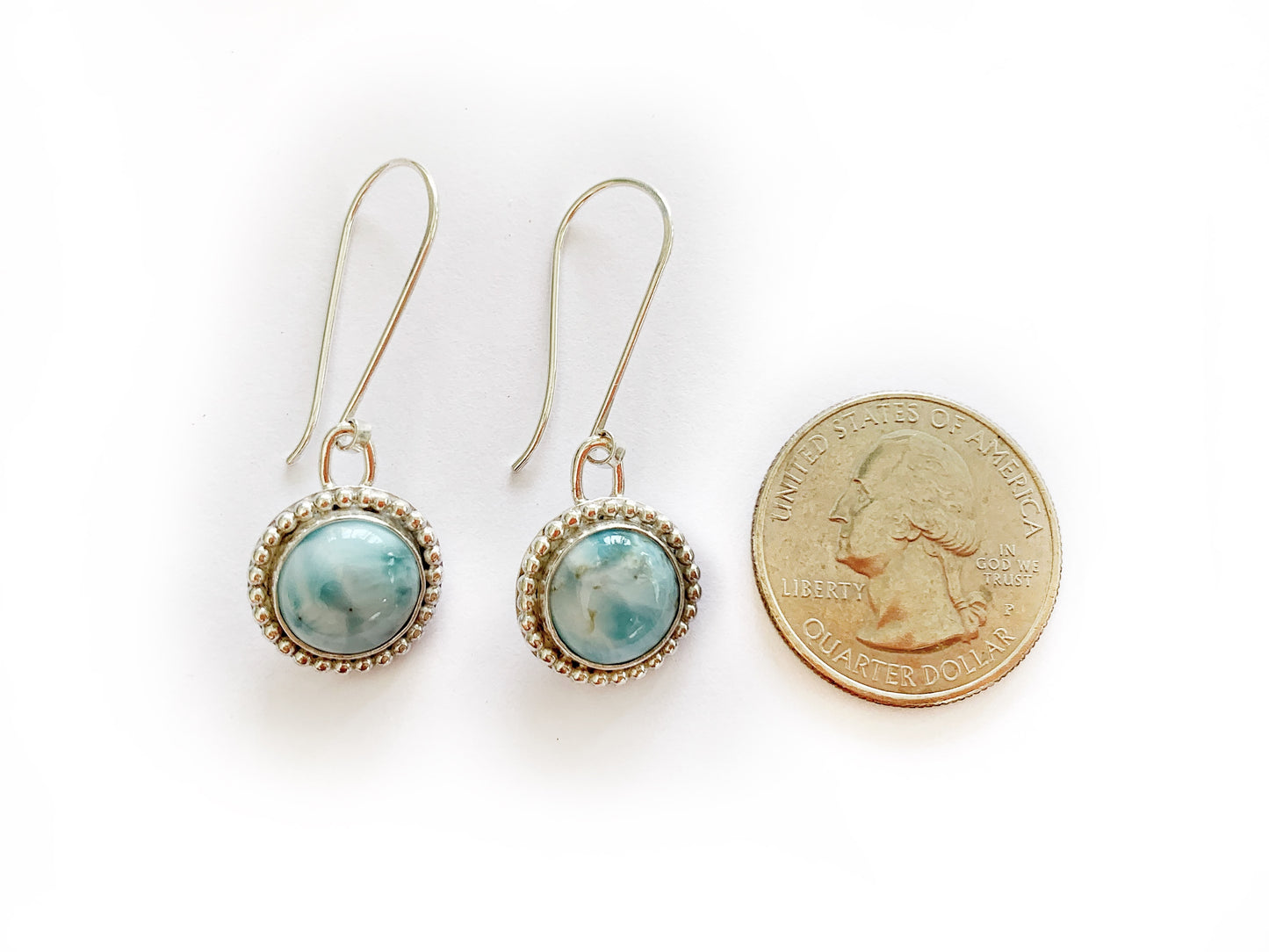 Larimar Silver Earrings by Maribelle Campa