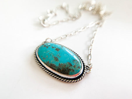 Turquoise Sterling Silver Pendant Necklace by Maribelle Campa