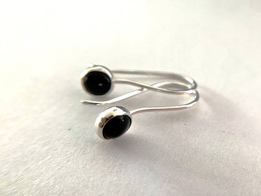 Onyx Silver Dangle Earrings by Maribelle Campa